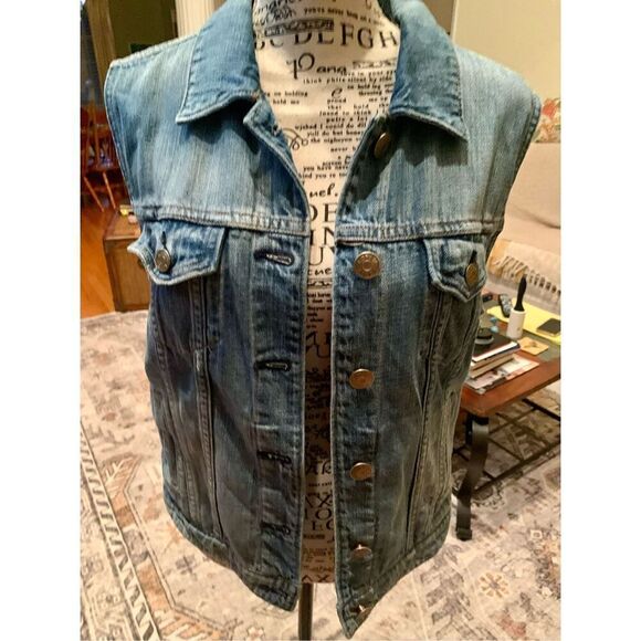 J.CREW Denim Vest Stone Wash Sleeveless Jean - Picture 1 of 9